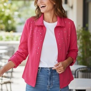 Karen Scott Women's Pink Studded Sports Jacket